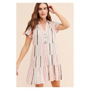 NWOT Anthropologie Georgina Tiered Striped Mini Dress  Size Small
